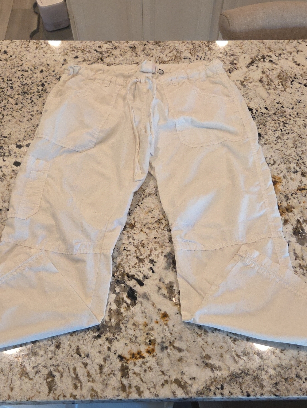 Lightweight White Cargo Scrub Pants